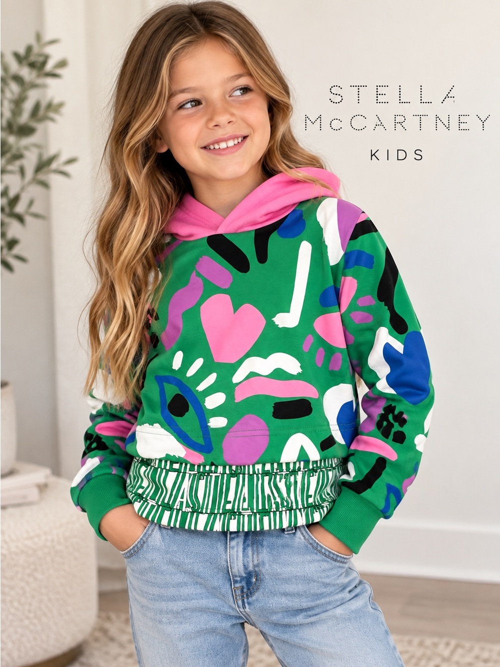 Stella McCartney Kids Girls Abstract Print Hoodie Sweatshirt Size 8